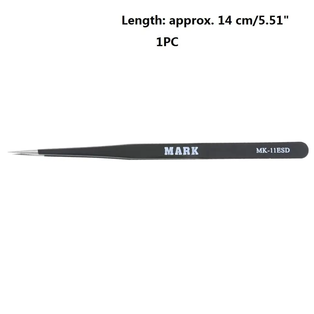 1PC 14cm 1, 6 штук в партии, ESD анти-статические Нержавеющая сталь Пинцет техническое обслуживание и ремонт инструменты точность Изогнутые Прямой пинцет ручные инструменты - Color: 1PC 14cm