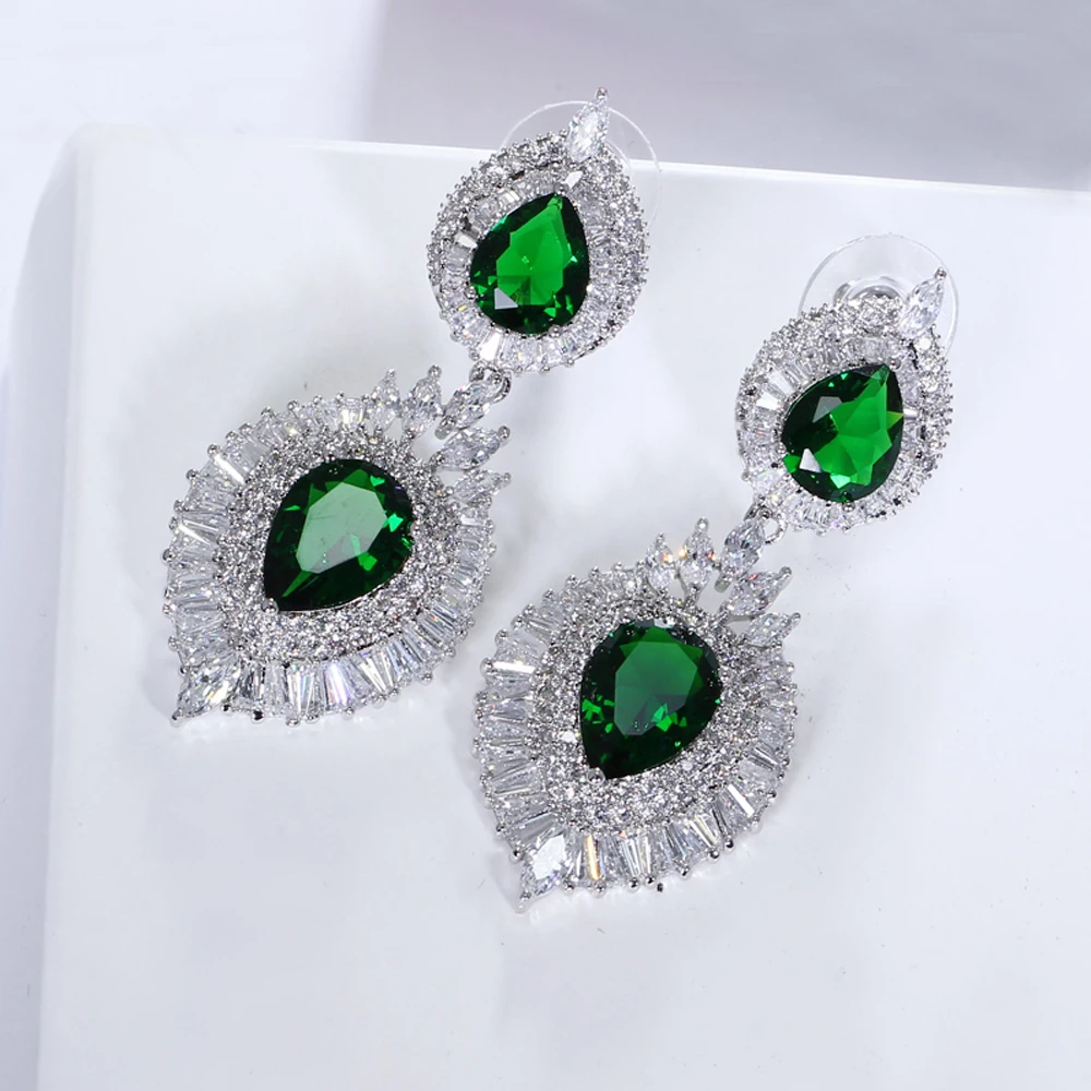 Длинные Большой Teardrop Серьги Мода синий зеленый прозрачный черный и красный цвета