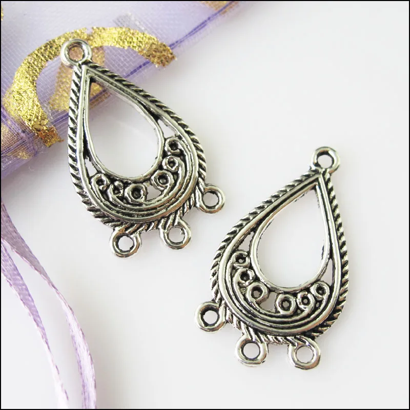 Новый 20 шт. Тибетский серебристый цвет каплевидные Подвески Разъемы 15x27mm|Шармы| |