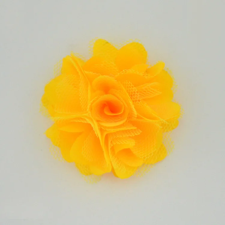 yellow 20 шт./лот " атласная сетка цветы DIY Детские аксессуары для волос Бутик свадебное украшение цветок цветочные аксессуары для волос - Цвет: yellow