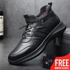 Мужские кроссовки OSCO, теплые зимние ботинки из натуральной кожи на плоской подошве, лоферы без шнуровки