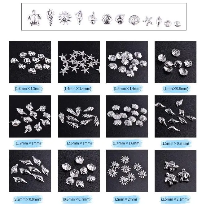 1 колесо/набор серебряное металлическое украшение для ногтей Летний морской