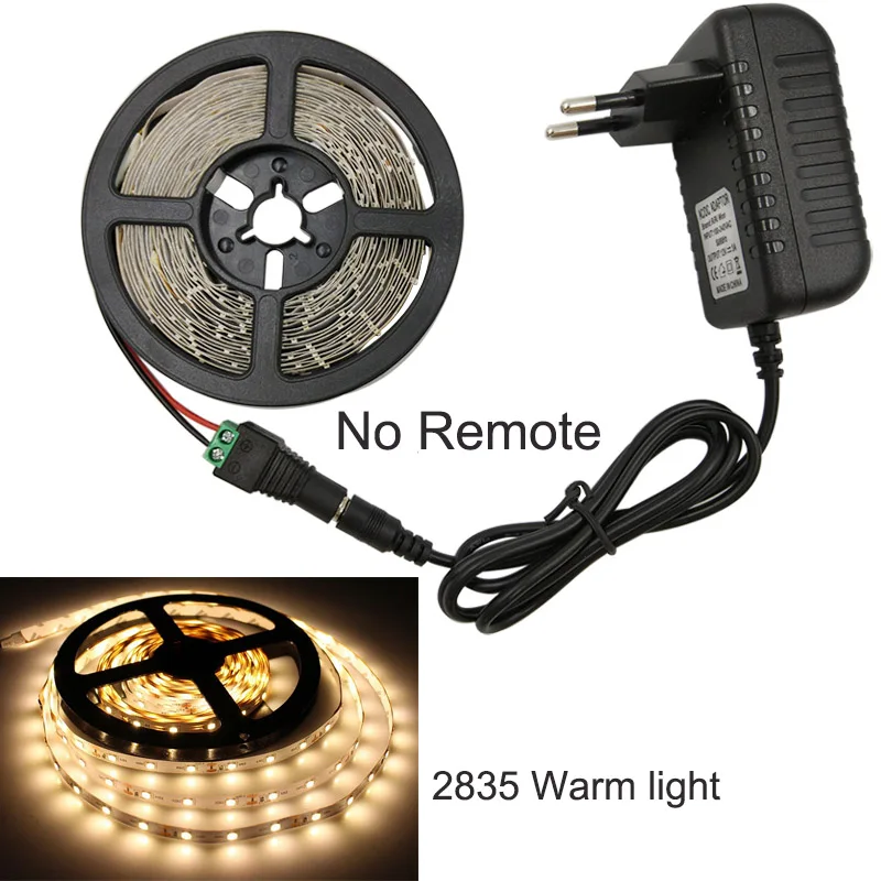 5 метров не водонепроницаемый RGB светодиодные полосы света SMD 2835 DC12V 60leds/м гибкий RGB освещения лента белый/теплый белый/синий в полоску - Испускаемый цвет: Тёплый белый