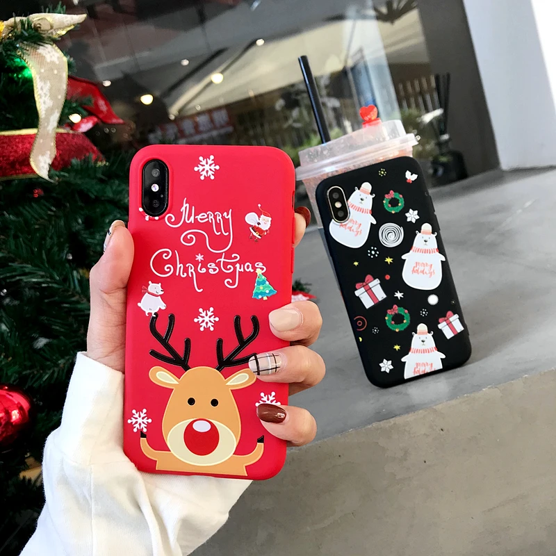 3D мультфильм ТПУ чехол для телефона iphone 6 6s 7 8 Plus X Санта Клаус Рождество Мягкий