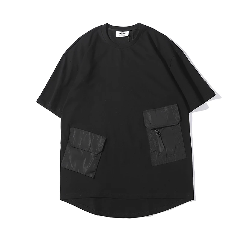 Мужская футболка с короткими рукавами черная белая серая удлиненная