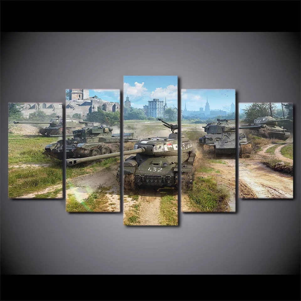 5 шт. Художественная печать на холсте World Of Tanks игры живопись номер Декор печати