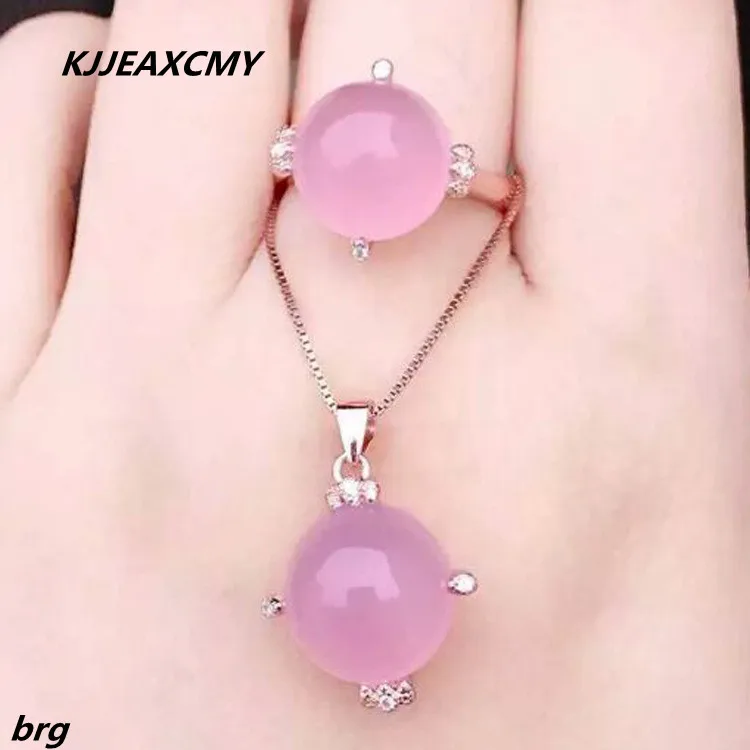 

KJJEAXCMY Fine jewelry, 925 sterling silver plated rose gold chalcedony ladies pendant ring two-piece jewelry