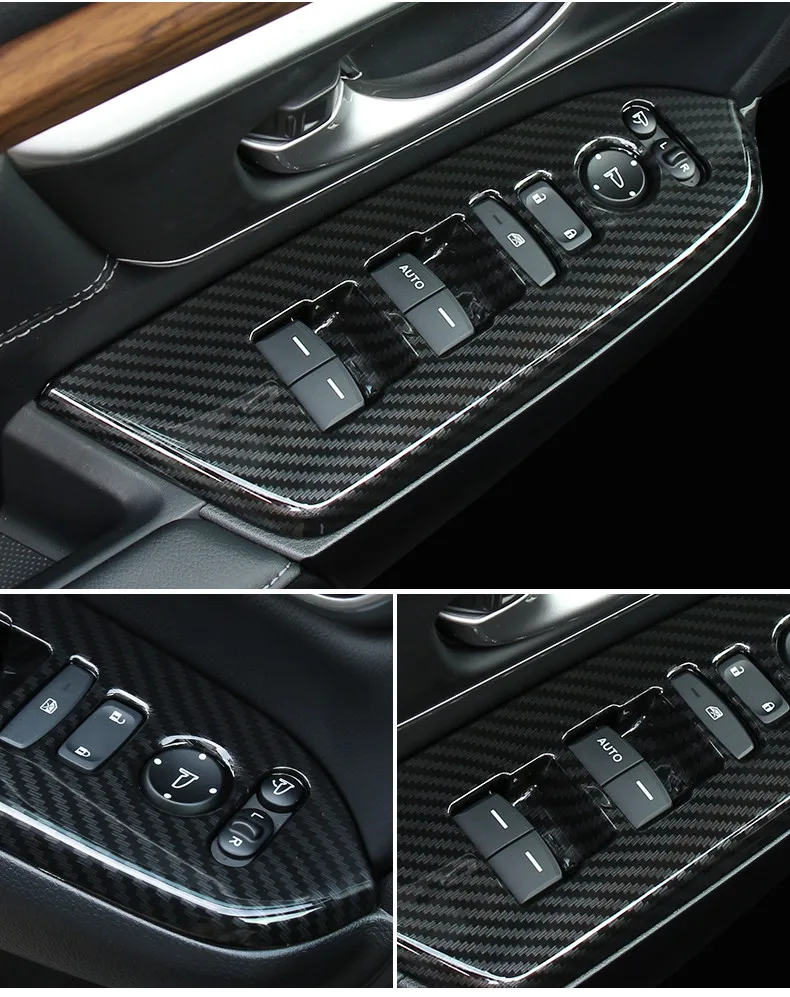 ABS Chrome/Carbon Fiber/Peach wood grain Window glass lifting panel decoration frame For Honda CRV CR-V 2017 2018 Accessories | Автомобили