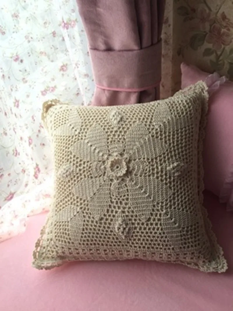 Вязаный Чехол на подушку ручной работы из 100% хлопка наволочка 40х40 см в винтажном