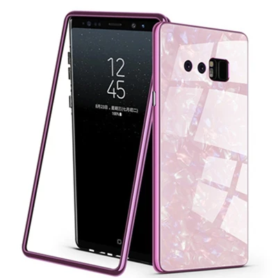 Розовый Роскошный Магнитный флип-чехол для samsung Galaxy Note 8, 9, S7, S7E, S8, S9 plus, чехол из поликарбоната с рисунком, закаленное стекло, задняя крышка - Цвет: Розовый