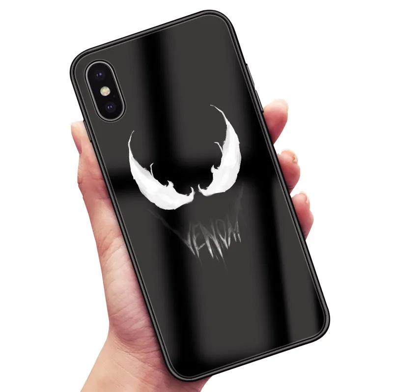 Venom Marvel роскошный гладкий Чехол для телефона, стеклянный Мягкий силиконовый чехол для iPhone 6 6s 7 8 Plus X XR XS 11 Pro max - Цвет: AE 1689