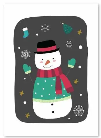 Nordic Snowman Christmas Tree Wall Picture Decoration For Home Decor Santa Claus Canvas Diy Painting Poster And Print | Дом и сад