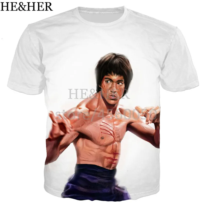 Новое поступление bruce Lee кунг фу футболка для мужчин и женщин Объёмный рисунок (3D