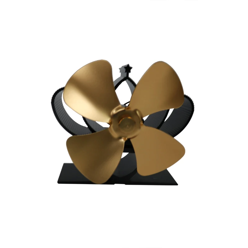 Gold Мини-вентилятор для печки 4 лопасти вентилятор для камина с тепловым питанием komin деревянная горелка экологический вентилятор дружественный тихий дом эффективное распределение тепла - Цвет: Gold