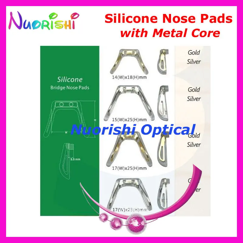 SiM Bridge Conjoined Silicone Nose Pads with Metal Core eyeglasses eyewear nose pads free shipping