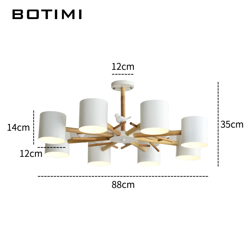 BOTIMI-candelabro nórdico de 220V con pantalla de Metal para sala de estar, candelabros modernos de madera para dormitorio