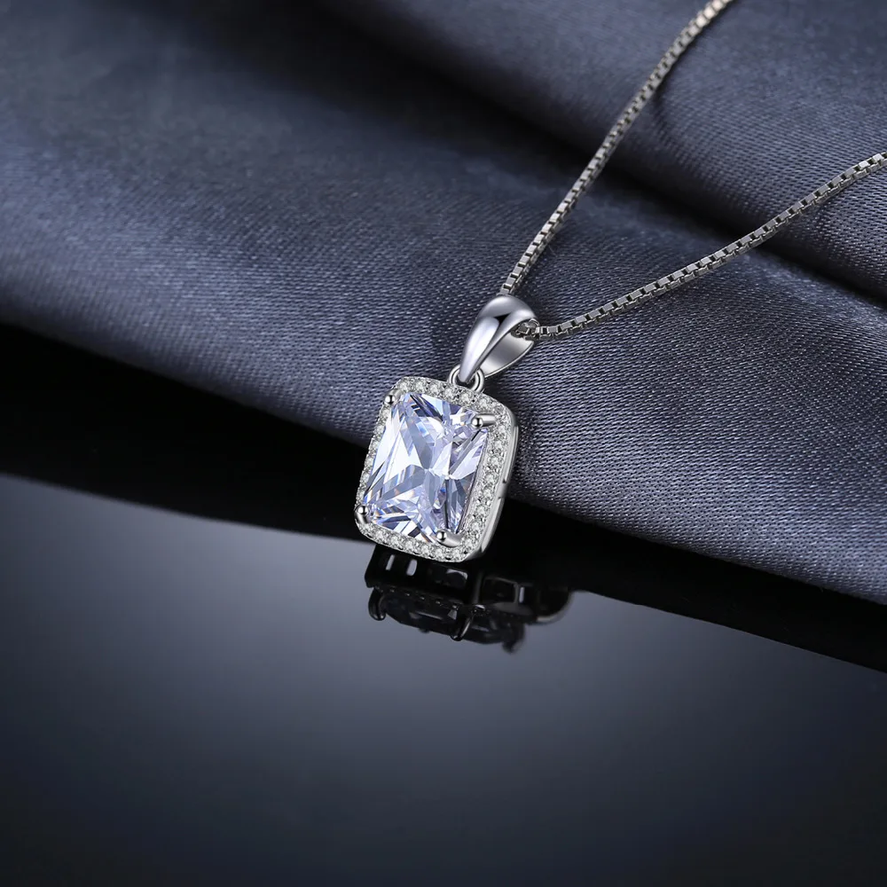 Jewelrypalace классический 2.7ct прямоугольник Обручение Свадебные Halo кулон Цепочки и