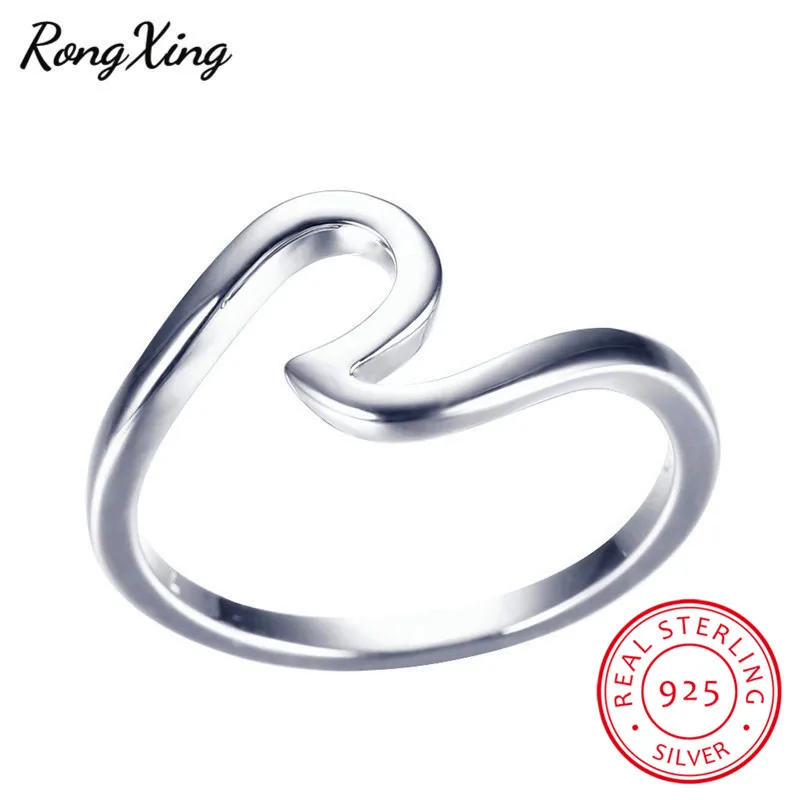 RongXing настоящие 925 пробы серебряные волнистые кольца для мужчин и женщин, модные ювелирные изделия, винтажные обручальные кольца SV1003