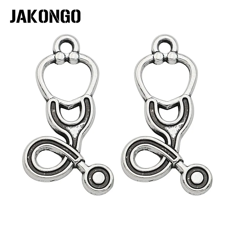 JAKONGO античный посеребренный стетоскоп Очаровательные Подвески для браслетов