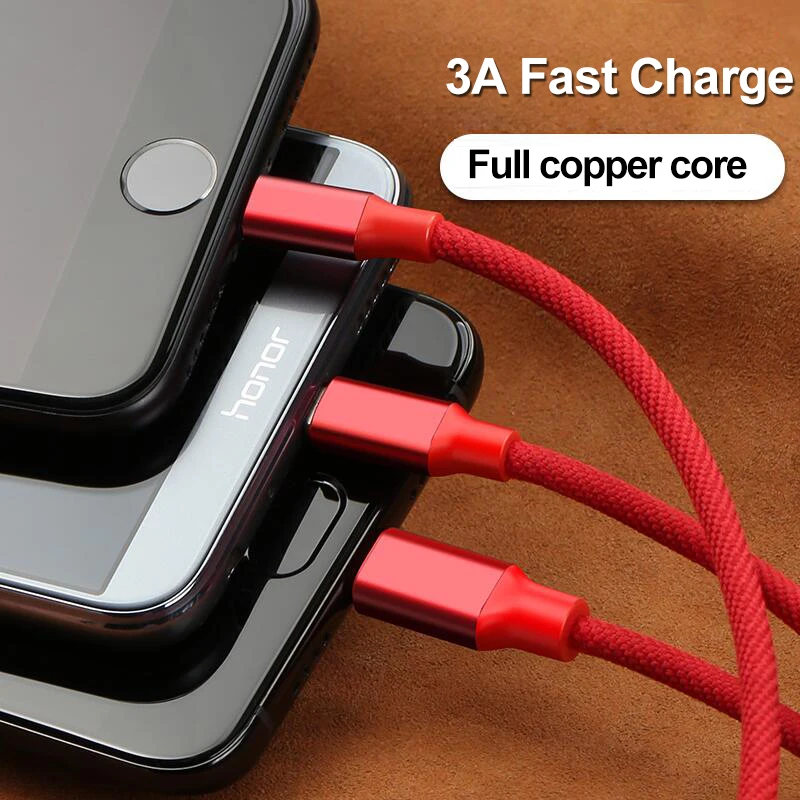 GUSGU 3 в 1 USB кабель для iPhone 5 SE 6 7 8 X type C кабель для быстрой зарядки для Xiaomi huawei MacBook Micro дата кабель для Android