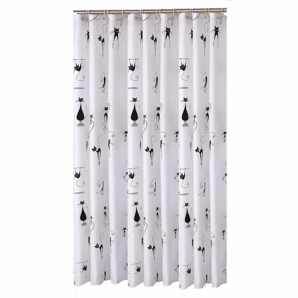 Дизайнерские водоотталкивающие тканевые занавески для душа с рисунком черного