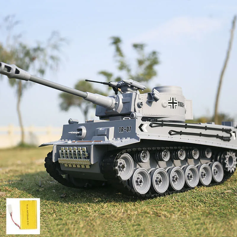 Tiger with 1 battery 47 см большой пульт дистанционного управления боевой танк 2,4 г моделирование дымовая пуля отслеживается внедорожный перезарядки rc танк военная модель игрушки - Цвет: Tiger with 1 battery