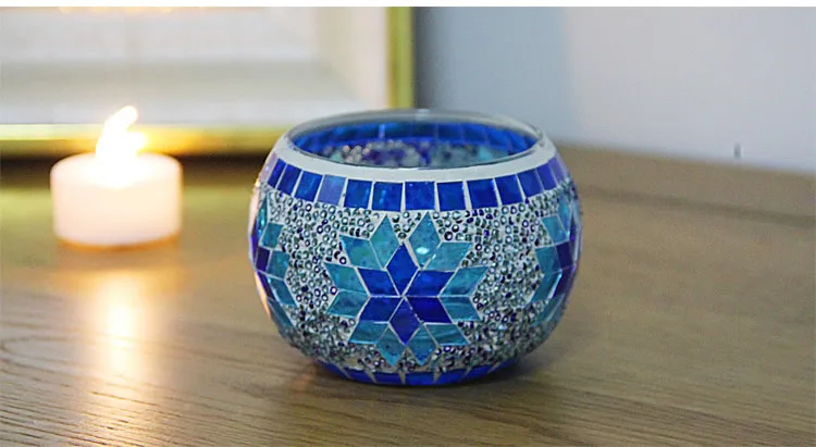 2 шт мозаичный резной стеклянный подсвечник свадебный домашний декоративный