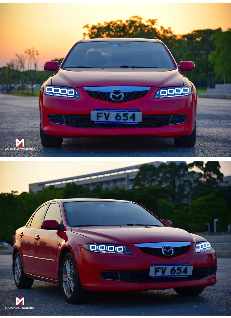 Стайлинга автомобилей фара для Mazda 6 фары 2003- Mazda6 все светодиодный задний фонарь светодиодный DRL динамический сигнала Ангел глаз аксессуары