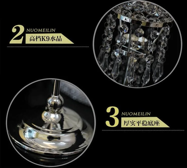 H61CM Роскошные Серебристые хрустальные фонари со свечами свадебный декоративный подсвечник для украшения домашнего стола ZT146
