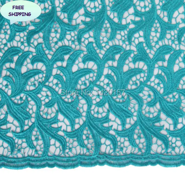 5 Yards/Lot African Green French Lace Teal Water Soluble lace fabric Polyester Materials Fabric for Wedding Dress | Дом и сад