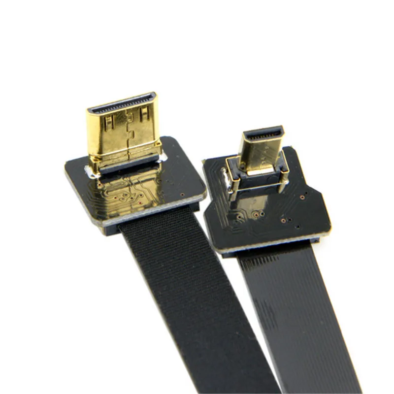 Плоский кабель 90 градусов вниз под углом FPV Micro HDMI совместимый штекер к Mini FPC для