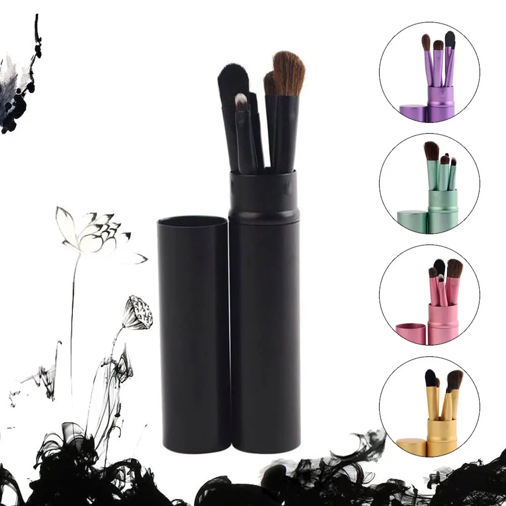 Новый модный стиль 5 шт. набор кистей для макияжа + круглая трубка косметическая