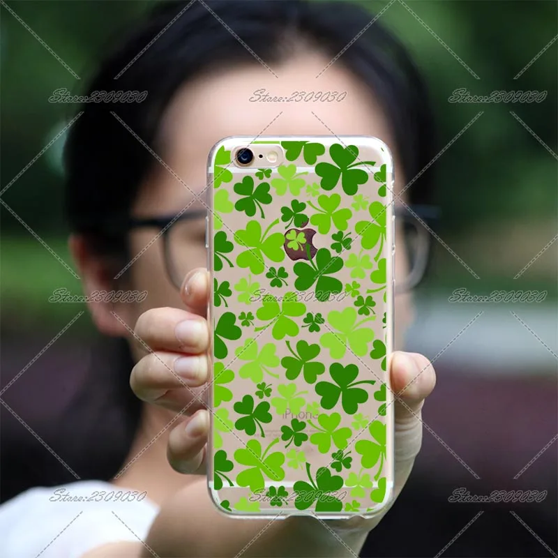 Чехол Jaomax Lucky Green Plant Shamrock Falling Clover Leaves для iPhone Xs Max 6s Plus 5 5S 8 X прозрачный чехол