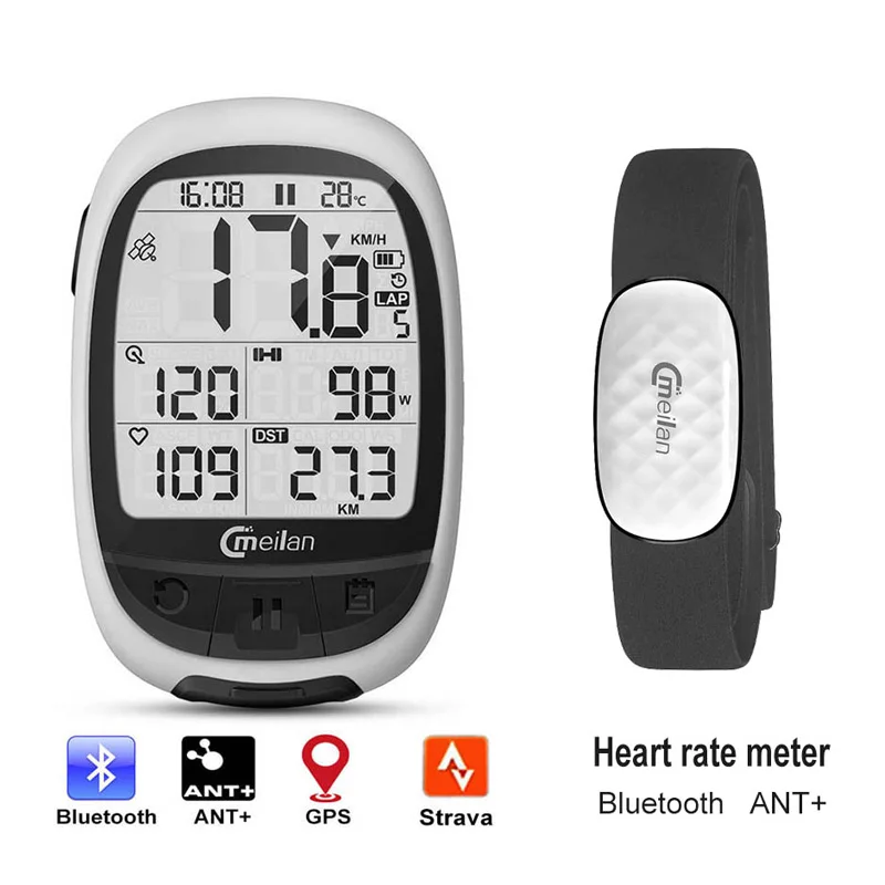 Велокомпьютер с gps Bluetooth ANT + велокомпьютер Meilan M2 поддержка подключения