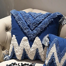 Zigzag 45x45cm Темно-синяя наволочка зигзаг Стеганные фоны ручной работы для софы, кистями картина из 3 частей размером 45*45 см - Цвет: Zigzag 45x45cm