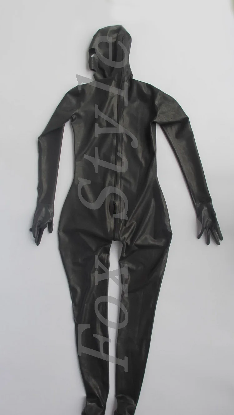 Черные латексные перчатки на молнии с полным покрытием catsuit | Тематическая одежда