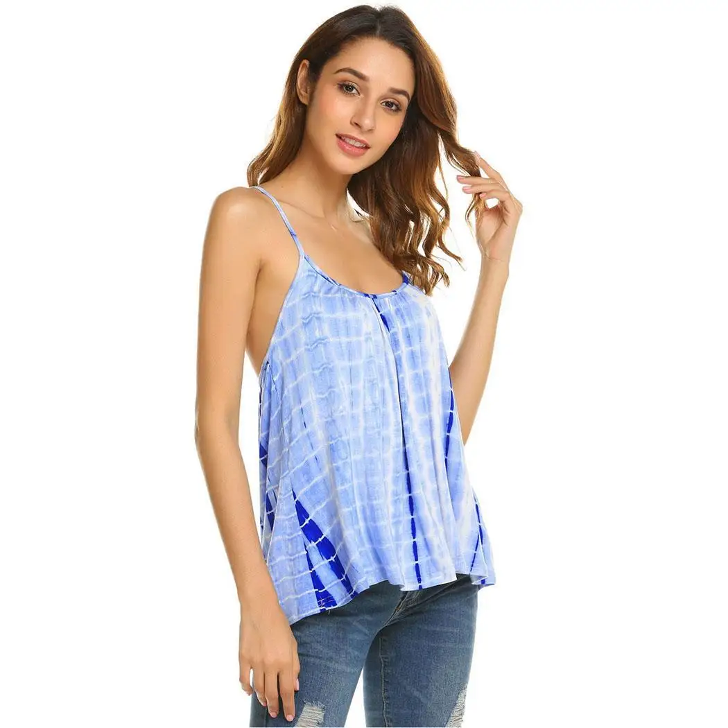 Женские повседневные свободные в стиле пэтчворк блузка на бретельках Топ |