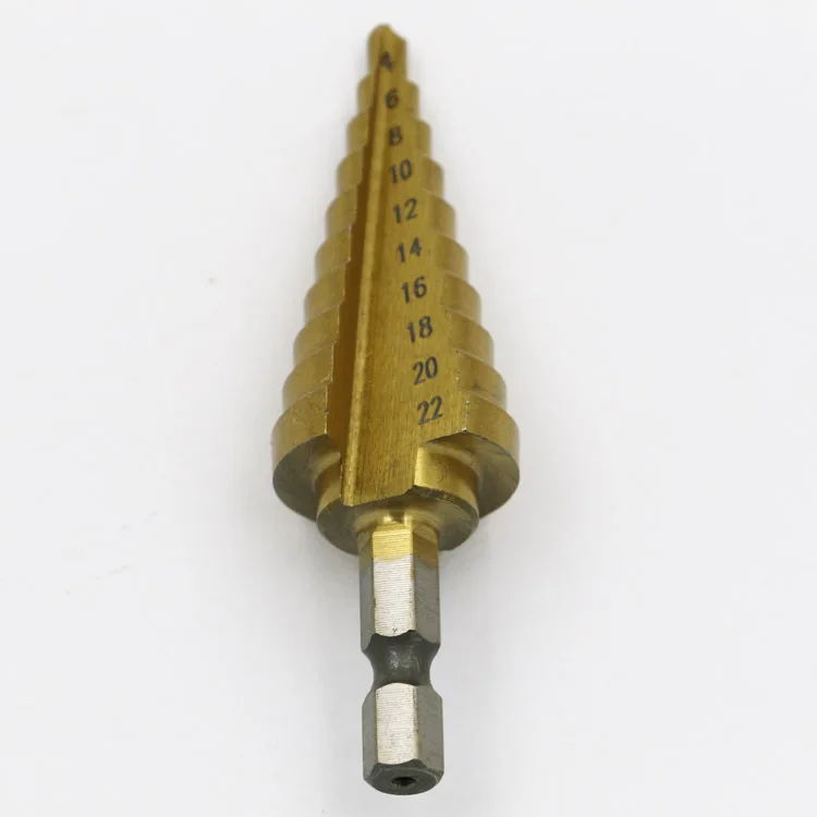 PROSTORMER Hex Titanium Step Drill Bit Cone 4-22MM Hole Cutter HSS For Sheet Metalworking Wood Drilling High Quality | Инструменты