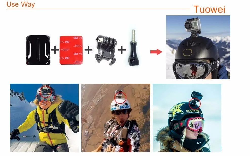 TUOWEI для GoPro Hero 5 Quick Release Пряжка крепление 6 4 3 Xiaomi Yi К SJCAM SJ4000 Спорт Камера аксессуары