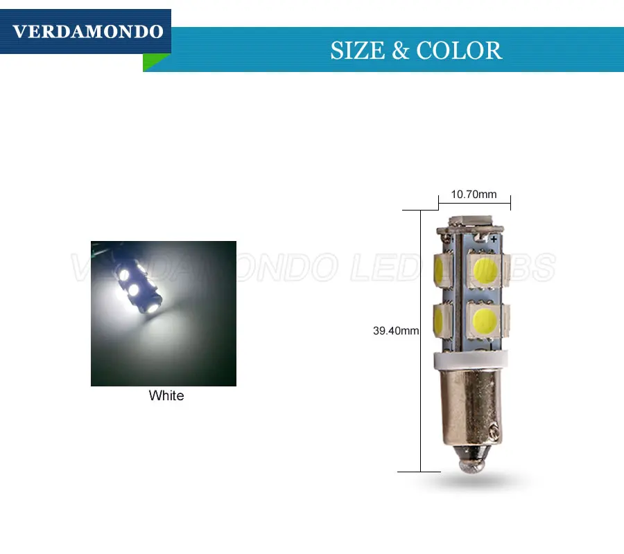 Автомобильные габаритные огни Ba9s T4w 5050 SMD 9 LED Canbus без ошибок автомобильный фонарь