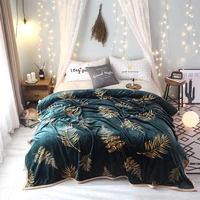 new soft warm coral fleece plush throw blanket bed rug portable plaids leaves pattern kids christmas gift bedspreads sofa cover
