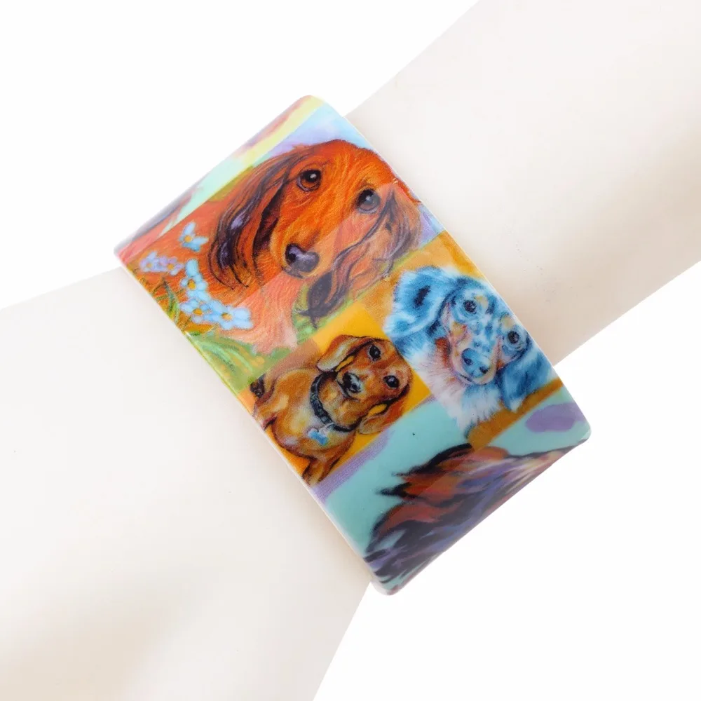 Bonsny акриловый дизайн любовь широкая такса браслеты с собакой браслет ювелирные