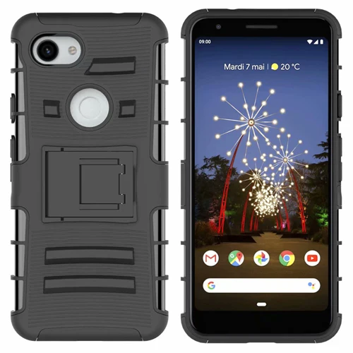 Для Google Pixel 3A чехол Гибридный сверхмощный 3 в 1 жесткий противоударный чехол для Google Pixel 3A XL Зажим для ремня Стенд чехол - Цвет: Черный