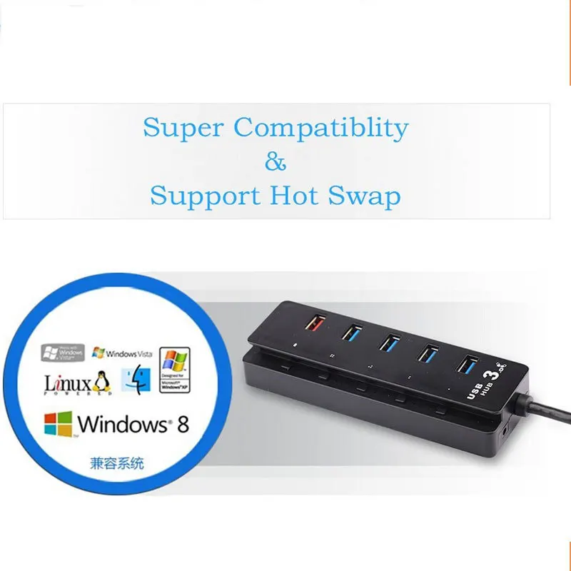 Usb концентратор usb разветвитель Leadzoe с 1 зарядным портом и 4 портами USB 3 0 5