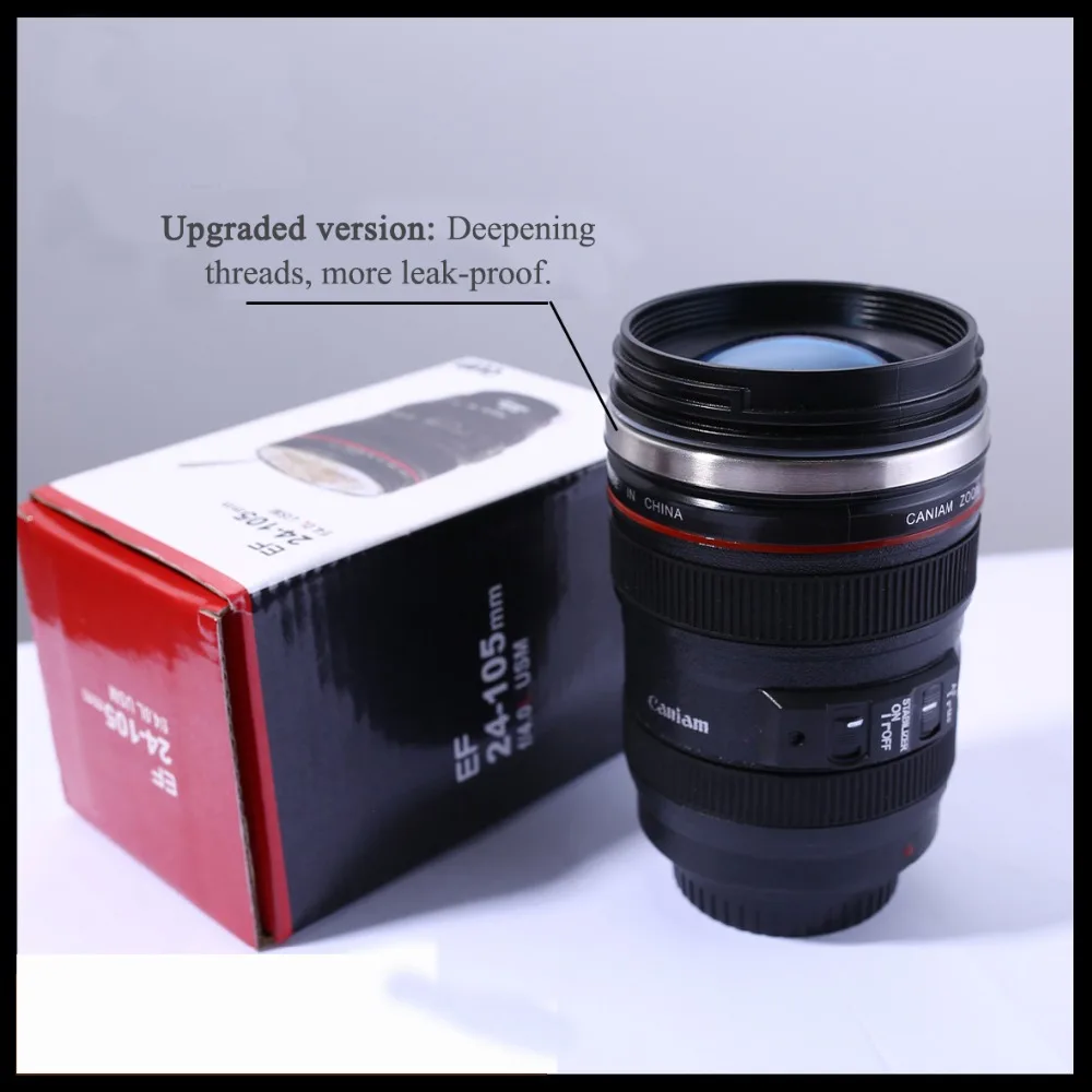 Camera SLR Lens Water Cup Sixth Generation Stainless Steel Inner Tank Insulation Creative Black and White | Дом и сад