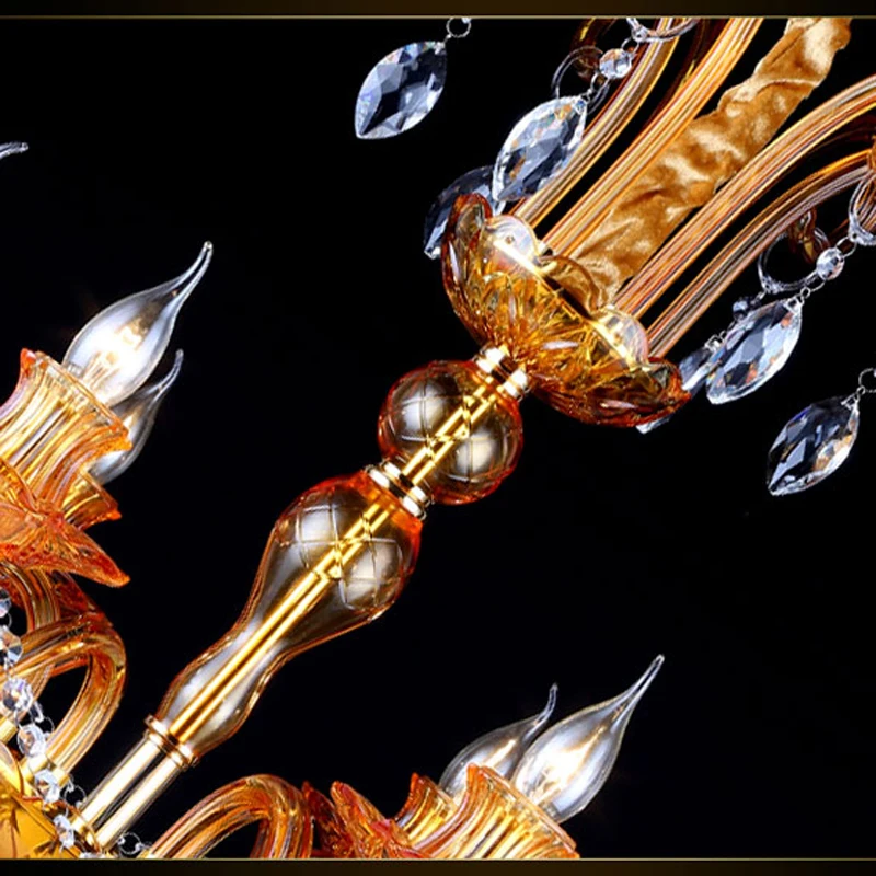 6 свечей Европейский роскошный подвесной светильник из оранжевого стекла