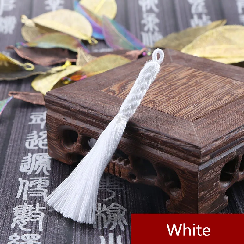 White 5 шт. мини цветок конопли кисточкой ювелирные изделия занавес одежды декоративные аксессуары DIY Ключ сотовый телефон сумка бахрома отделка кисточки кулон - Цвет: White