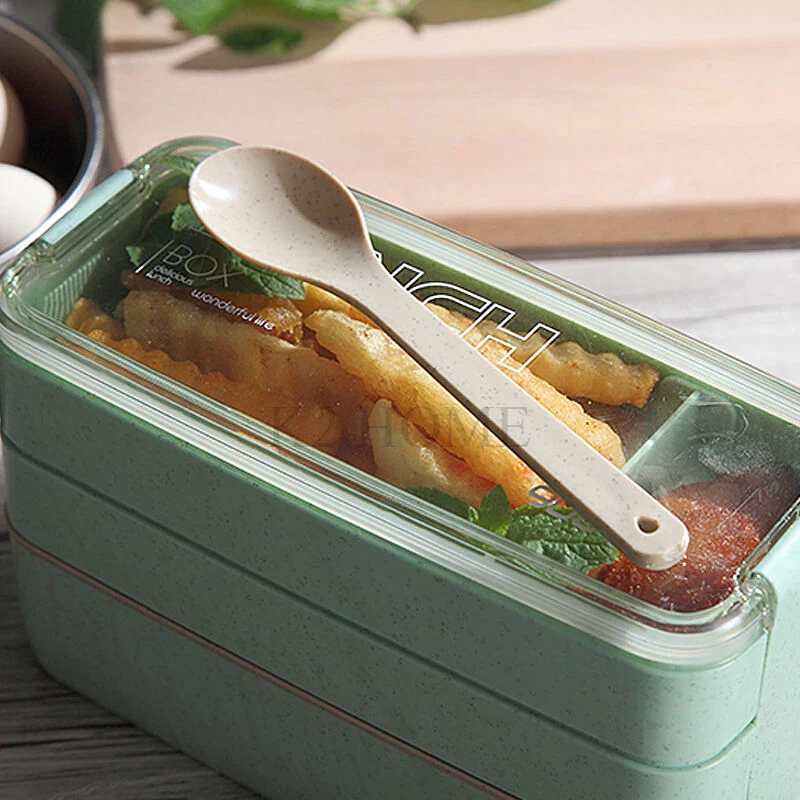 Трехслойная коробка для ланча Bento герметичный контейнер хранения еды готовый