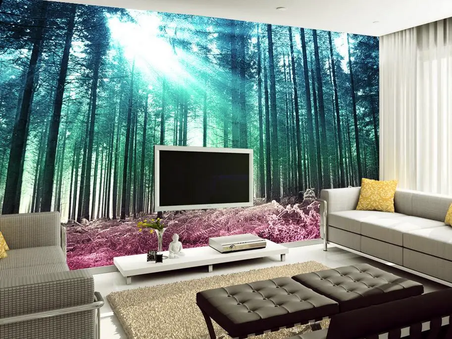 Красивый лес пейзаж дерево Украшение стен на заказ 3d Роспись обои ТВ фон диван