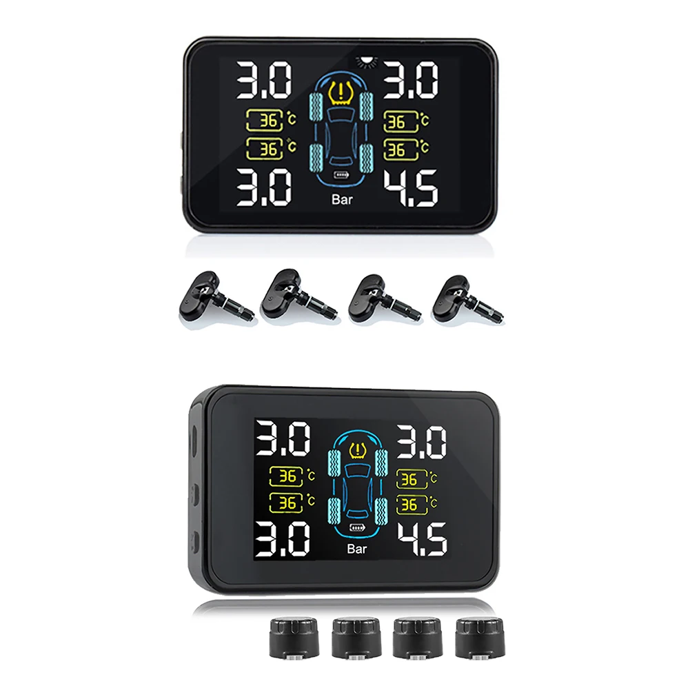 Датчик давления в шинах TPMS, солнечный датчик давления в шинах, сигнализация TPMS, внешний внутренний датчик s с 4 датчиками s